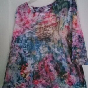 C.J. Bank Multi-color long sleeve blouse size 3x